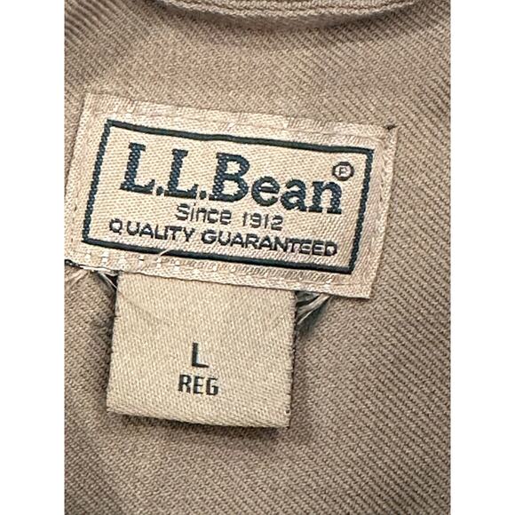 LL Bean Men's Large 284263 Flap Pocket 100% Wool Olive Green Button Down Shirt - Picture 12 of 12